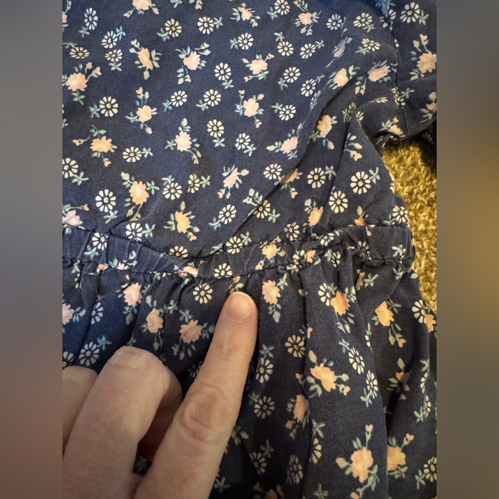 Navy Floral Carter’s Dress Peasant 24 months 24m 100% viscose long sleeve FLAW - Picture 5 of 14